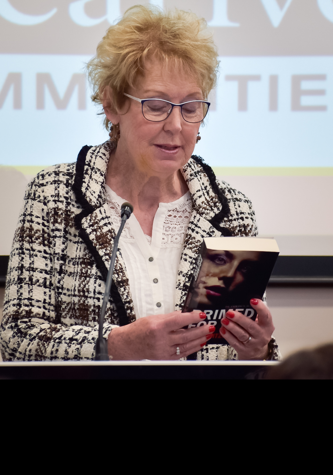 Denise presenting at the Local Authors Book Fair during Hamilton Book Mont